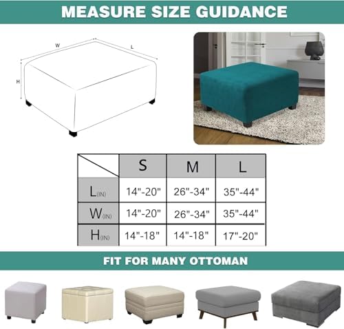 Soft Knitted Jacquard Ottoman Cover Stretch Fit for Large Square Ottoman