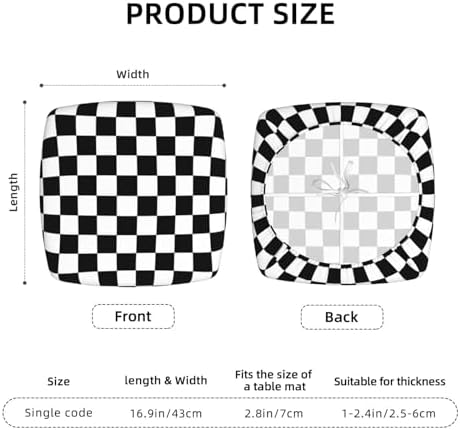 Black White Checkered Dining Chair Seat Covers 2 Pieces