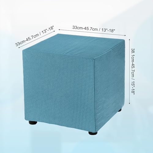 Uxcell Square Ottoman Cover 18x18x18 Inch Stretch Teal