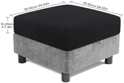 YOCOVER Stretch Modular Storage Ottoman Cover Dark Grey 1pcs
