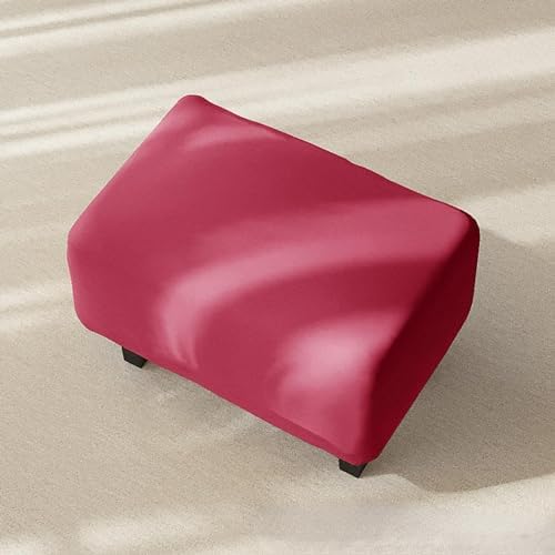 Pink Wingback Chair Cover Set with Ottoman Slipcover