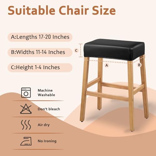 Lufyzora PU Leather Bar Stool Covers Rectangular 4PCS Black