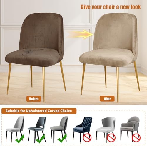 Gollense Velvet Curved Back Chair Covers Set of 4