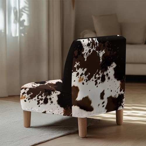 Stretch Armless Chair Slipcover with Cow Print Design