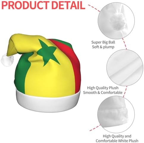 Senegal Flag Christmas Hat with LED Lights