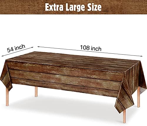 Irenare Rustic Plastic Table Covers with Brown Wood Grain