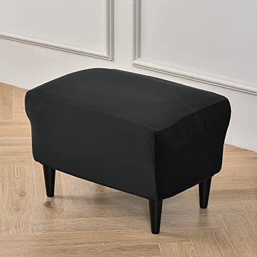 OBCREAT Velvet Ottoman Slipcover - Black