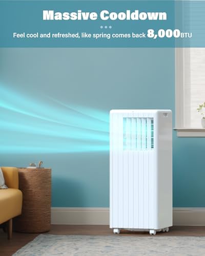 KYBOLT 8000 BTU Portable AC Unit with Remote Control and Dehumidifier - White