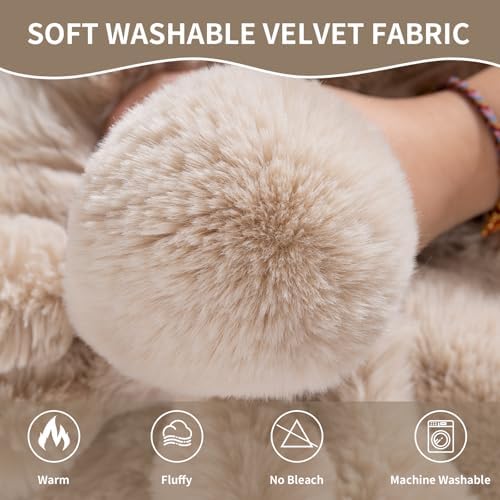 Faux Fur Couch Cover Soft Plush Protection for L Shaped Sofa