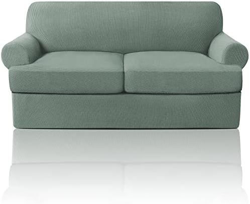PrinceDeco 3 Piece T Cushion Sofa Slipcover - Sage