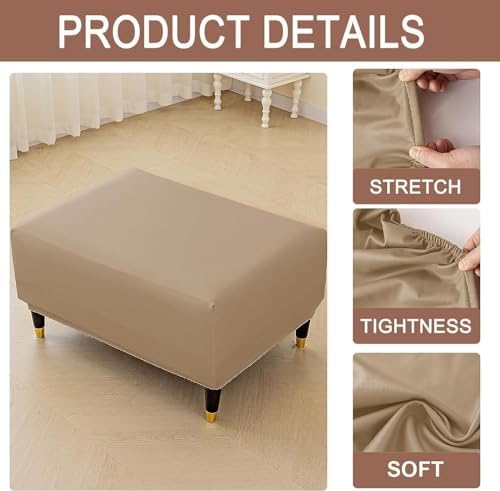 LUXRUB Waterproof PU Leather Ottoman Cover
