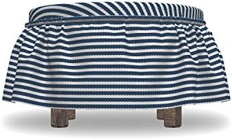 Ambesonne Navy Striped Ottoman Cover 2 Piece Set