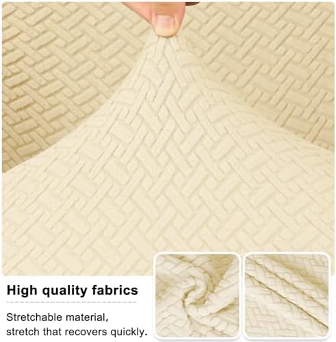 Lellen Stretch Wingback Chair Cover - 2PCS Cream Reusable Slipcover