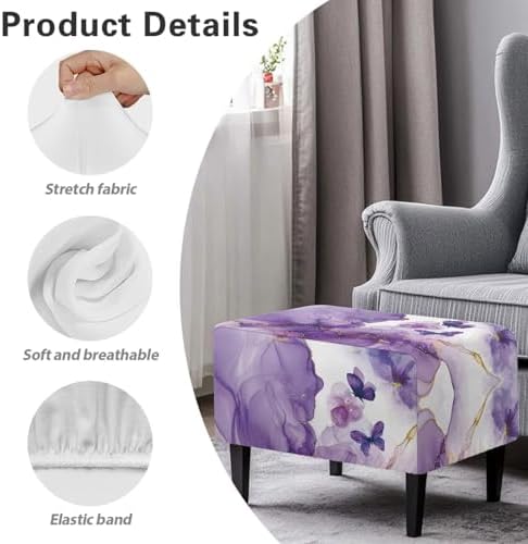 Square Ottoman Covers with Elastic Bottom Removable Slipcover