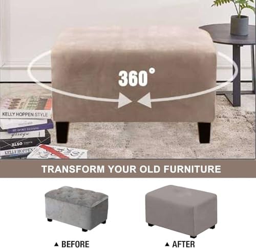 Waterproof Velvet Ottoman Cover for Stools - Brown