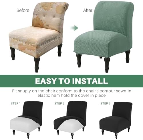 MIFXIN Armless Accent Chair Cover Jacquard Green