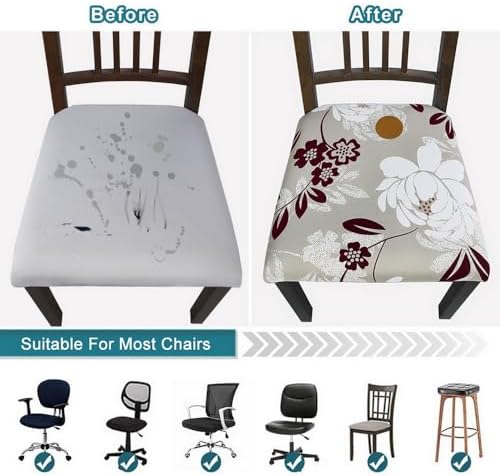 SearchI Water Repellent Seat Covers for Dining Chairs 6 Pack