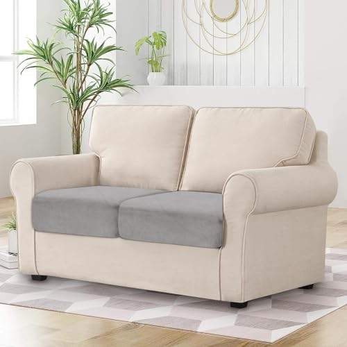 Velvet Couch Cushion Cover 2 Pieces Stretch Seat Slipcover