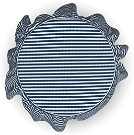 Ambesonne Navy Striped Ottoman Cover 2 Piece Set