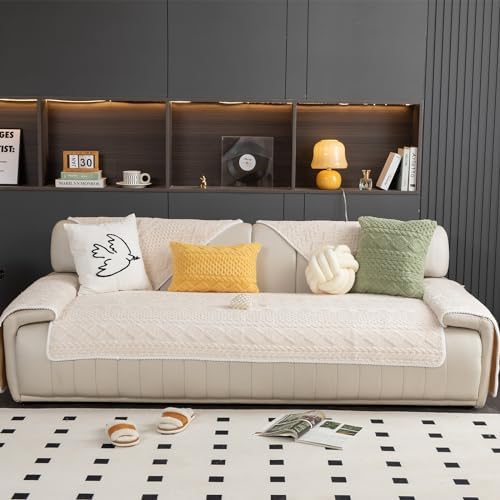 Geometric Jacquard Plush Sofa Cover for Cozy Comfort