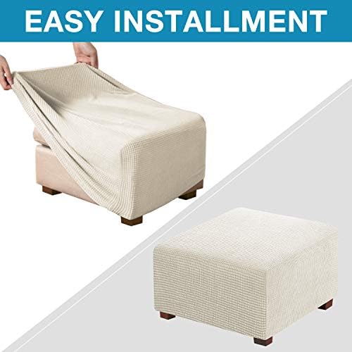 Flamingo P Stretch Ottoman Cover Biscotti Beige