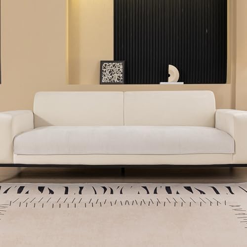 Chenille Sofa Cover Herringbone Design for Dogs Beige White 36x63
