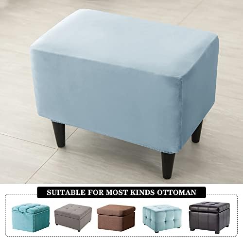 Stretch Velvet Ottoman Covers for Living Room Storage Stool