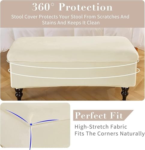 Yvessvi Rectangular Ottoman Cover Stretchable Storage Bench Footrest Slipcover