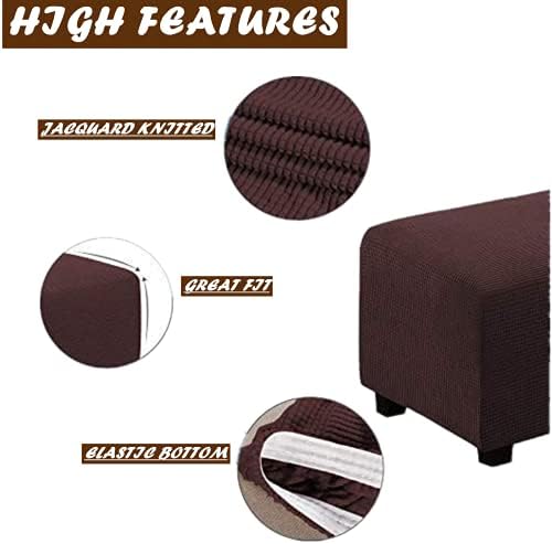 GAMUKAI Ottoman Slipcover - Thick Soft Checkered Stool Cover for Rectangle Ottomans