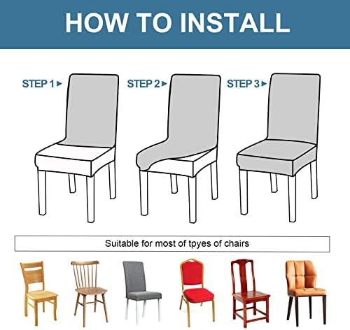Genina Waterproof Chair Covers Set of 6 for Dining Room and Kitchen
