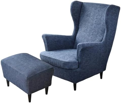 HAOYONG Stretch Wing Chair Cover Set with Ottoman and Storage Stool