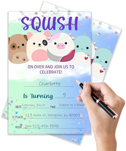 Squish Birthday Invites with Envelopes Pack of 20 4x6