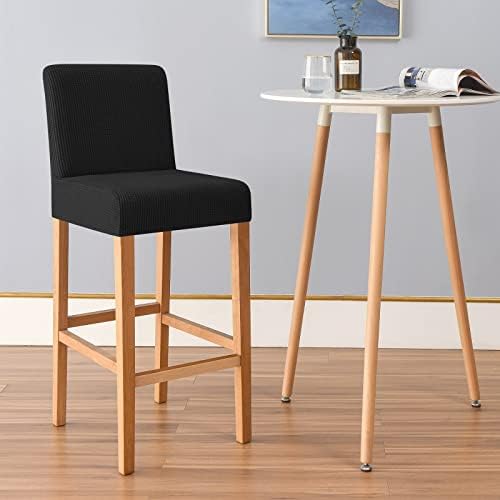 FORCHEER Stool Covers Set of 4 Black Jacquard