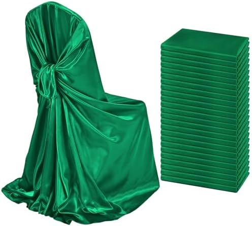 24 PCS Green Satin Chair Covers for Banquets