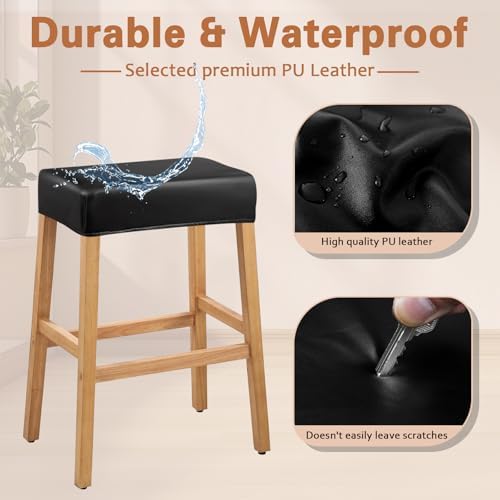 Lufyzora PU Leather Bar Stool Covers Rectangular 4PCS Black