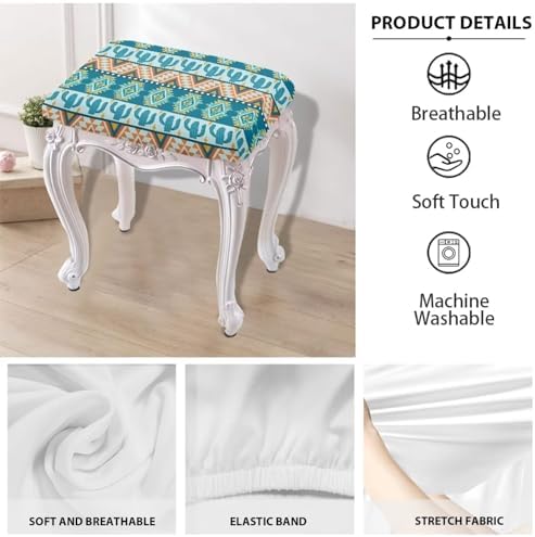 Bar Stool Covers Set of 2 Aztec Cactus Design