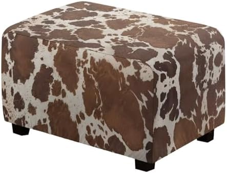 Talayituse Brown Cow Print Stretch Velvet Stool Cover