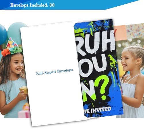 Brother You in Birthday Invitations for Boys 4x6 30 Sets with Envelopes