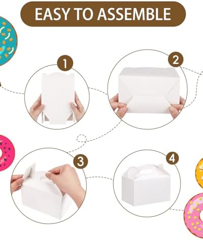 Moretoes 48 Pack White Party Favor Treat Boxes with Handles