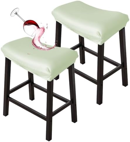 Waterproof PU Bar Stool Covers Set of 2 Light Green