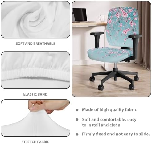 Talayituse Cherry Blossom Print Office Chair Cover 2-Piece Stretchable and Dustproof