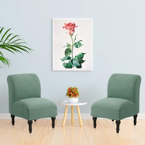 MIFXIN Armless Accent Chair Cover Jacquard Green