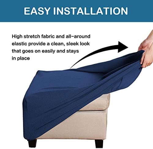 RHYII Ottoman Covers Slipcover Square Jacquard Footstool Protector