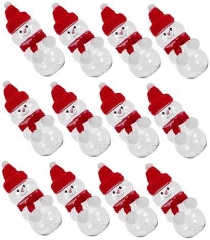 12 Set Snowman Shaped Juice Bottles with Scarves and Hats