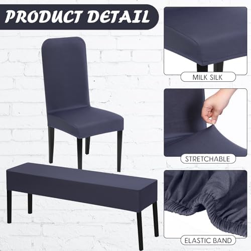 Moukeren 5 Pcs Stretch Dining Chair Covers Set Grey