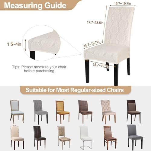 Waterproof Dining Chair Covers Set of 4 with Beige Flower Pattern