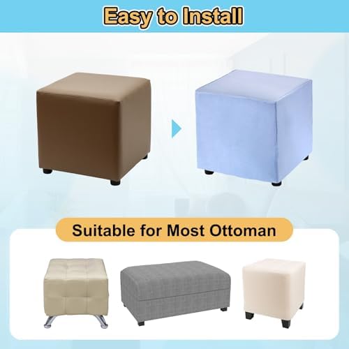 Uxcell Stretch Foot Stool Cover with Elastic for Living Room Bedroom