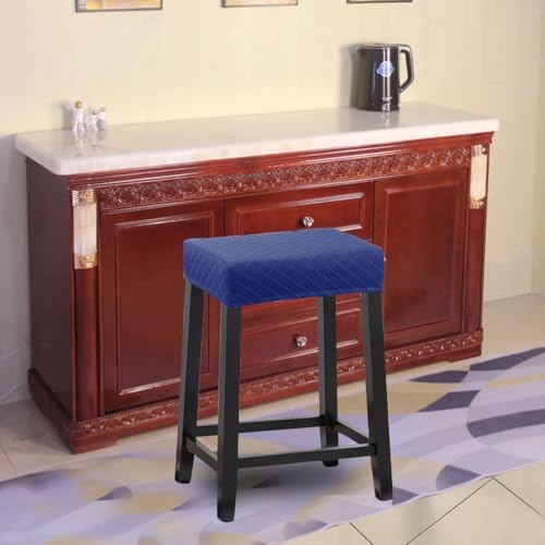 Stool Covers Rectangular Set of 2 Navy Diamond Jacquard