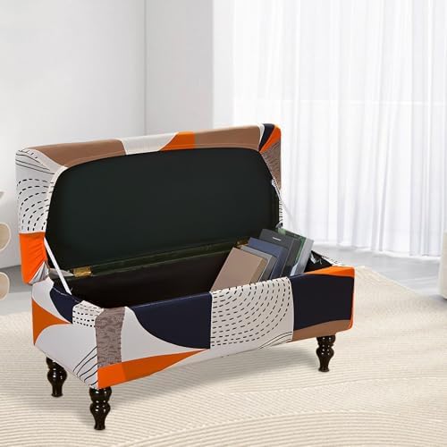 Storage Ottoman Cover with Built-in Box