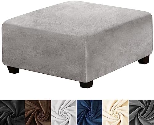 HFCNMY Stretch Velvet Stool Cover - Light Gray